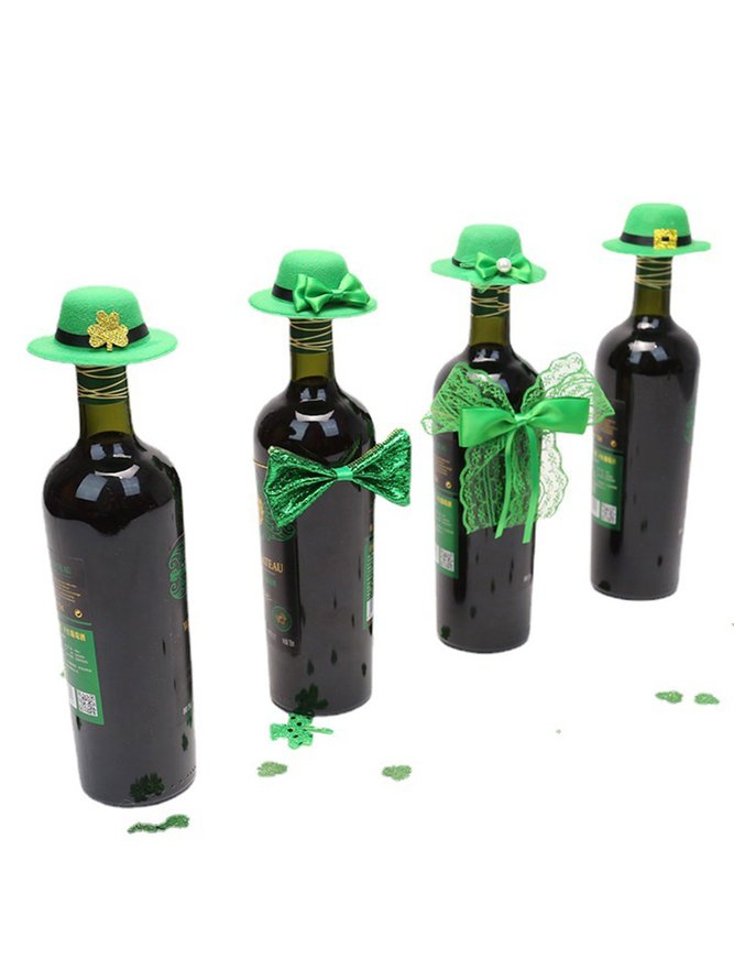 St. Patrick's Day Green Wine Bottle Hat Decoration Irish Party Scene Setting Props