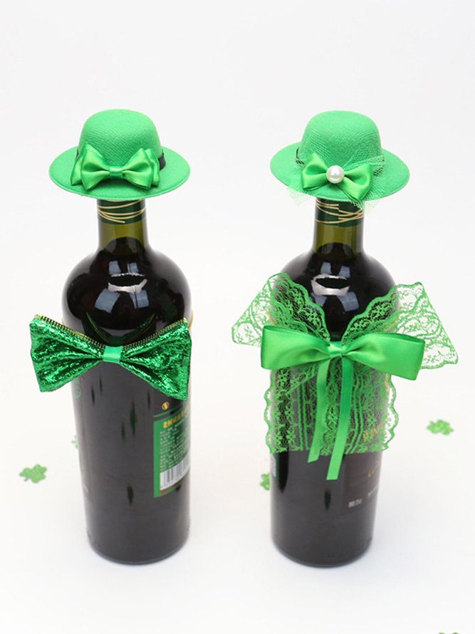 St. Patrick's Day Green Wine Bottle Hat Decoration Irish Party Scene Setting Props