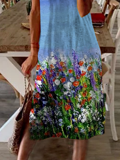 Plus Size New Women Chic Vintage Boho Holiday Short Sleeve Floral Knitting Dress