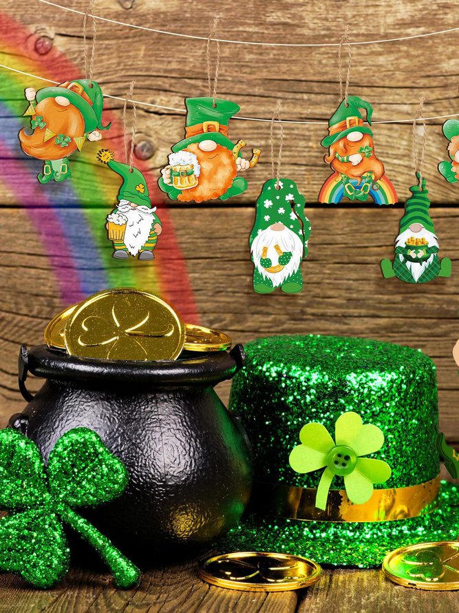 St. Patrick's Day Shamrock Gold Coin Leprechaun Gnome Ornament Paper Card