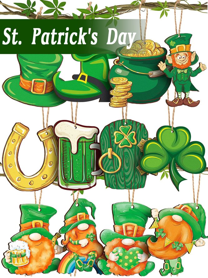 St. Patrick's Day Shamrock Gold Coin Leprechaun Gnome Ornament Paper Card