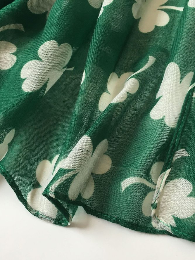 St. Patrick's Day Clover Hat Pattern Silk Scarves Holiday Party Accessories Irish Festival