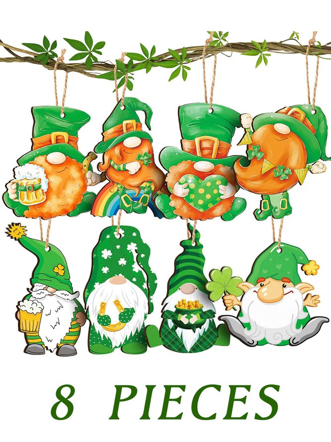 St. Patrick's Day Shamrock Gold Coin Leprechaun Gnome Ornament Paper Card