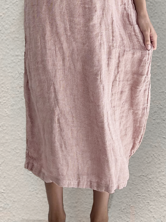Cotton And Linen Casual Loose Dress
