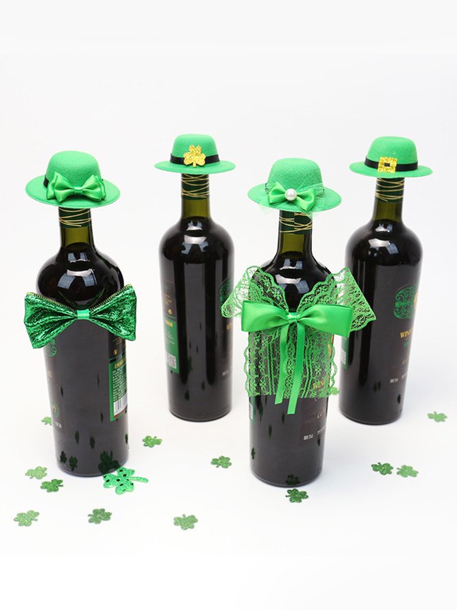 St. Patrick's Day Green Wine Bottle Hat Decoration Irish Party Scene Setting Props
