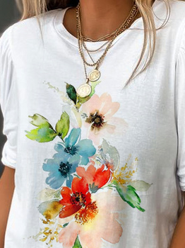 Casual Plants Loose Knot Front T-Shirt