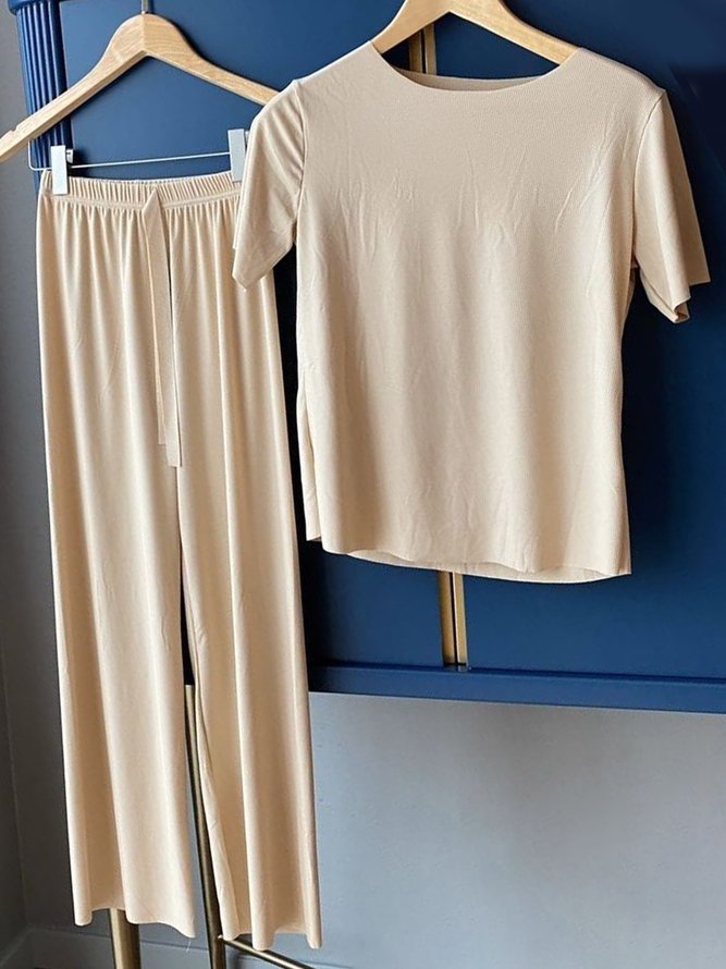 Soft and Comfortable Round Neck Short Sleeve Trousers Loose Casual Homewear Set