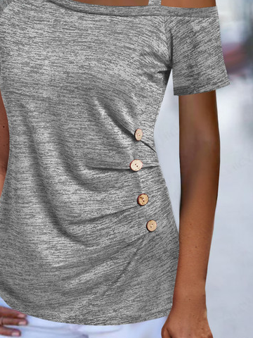 Buckle Casual One Shoulder Blouses