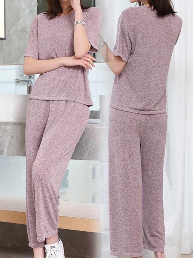 Casual Short Sleeve Trousers Pajamas Homewear Set