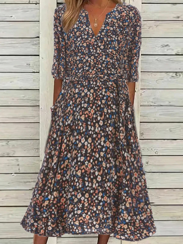 V Neck Casual Dress
