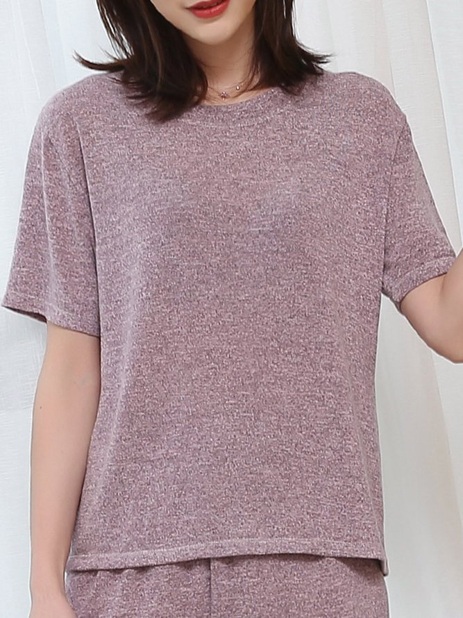 Casual Short Sleeve Trousers Pajamas Homewear Set