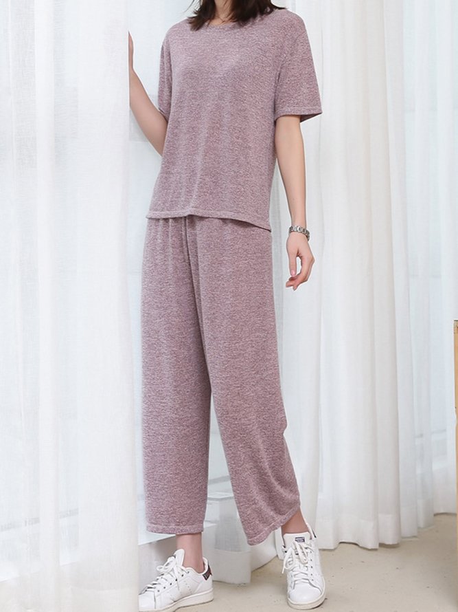 Casual Short Sleeve Trousers Pajamas Homewear Set