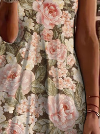 V Neck Floral Casual Dress