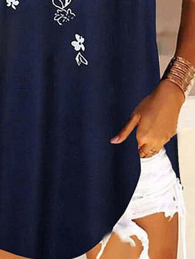Plus Size Casual Loose Floral V Neck Tank Top