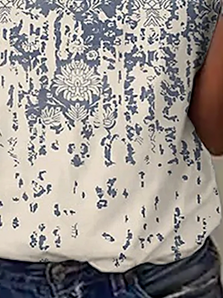 Plus Size Casual Gradient Ethnic Pattern Loose Jersey T-Shirt