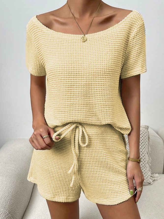 Boat Neck Loose Casual Two-Piece Set