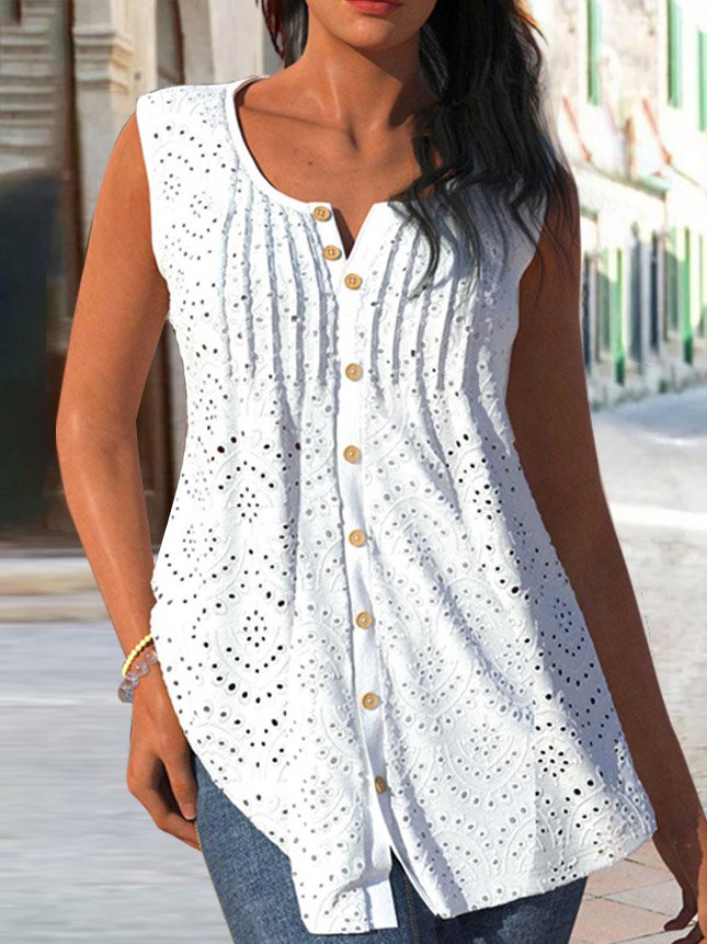 Plain Shirt Collar Loose Casual Blouse