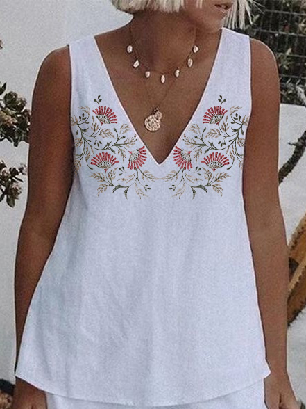 V Neck Floral Casual Two-Piece Set