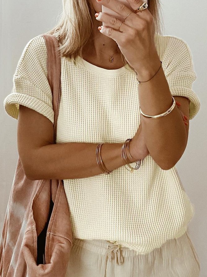 Crew Neck Casual Loose Plain T-Shirt