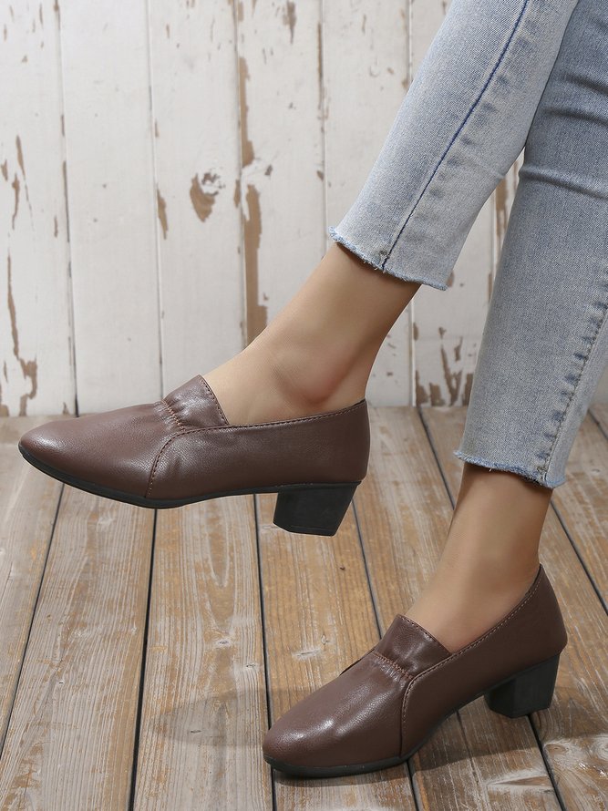 Women's Simple Style Slip On Comfy Heel Shoe