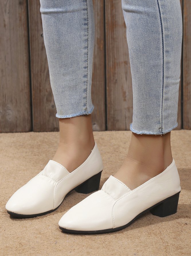 Women's Simple Style Slip On Comfy Heel Shoe