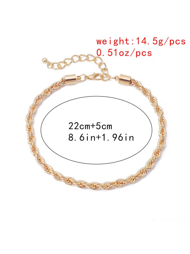 Silver Twist Chain Anklet Canvas Sneakers Shoes Matching Jewelry