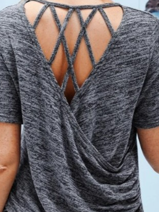 Polyester Cotton Casual Crew Neck Plain T-Shirt
