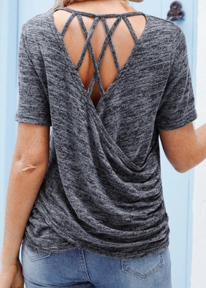 Polyester Cotton Casual Crew Neck Plain T-Shirt