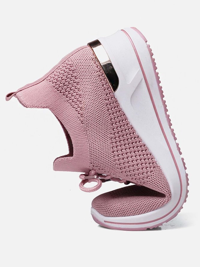Breathable Flyknit Platform Sneakers