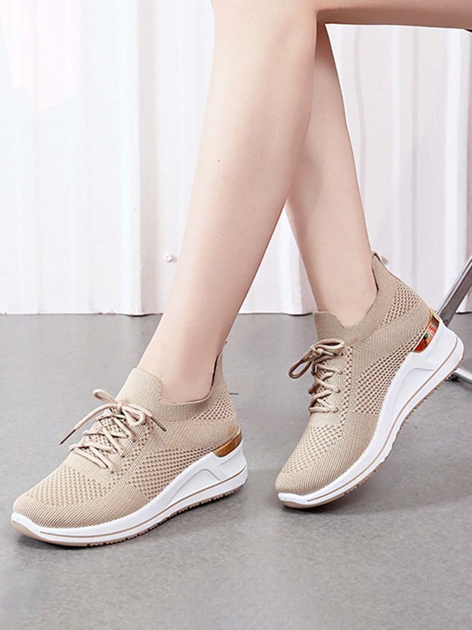 Breathable Flyknit Platform Sneakers