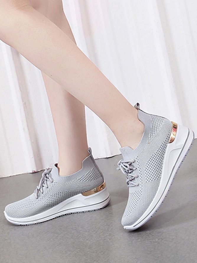 Breathable Flyknit Platform Sneakers