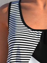 Plus Size Casual Crew Neck Color Block Knitted Tank Top