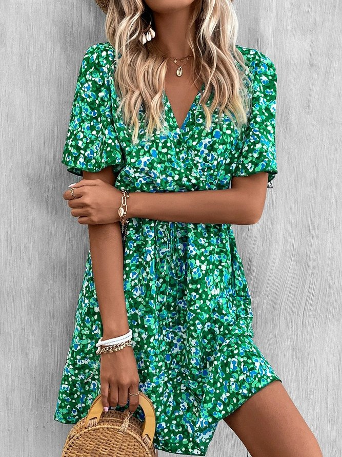 Cross Neck Loose Cross Casual Dress