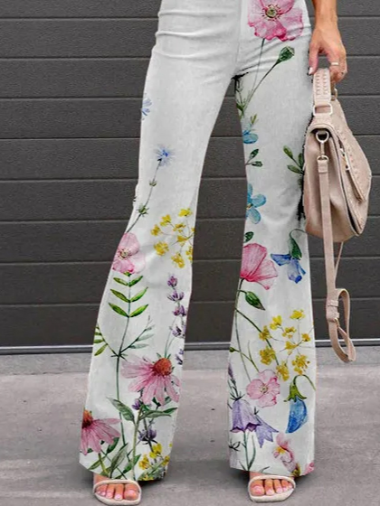 Regular Fit Floral Casual Pants