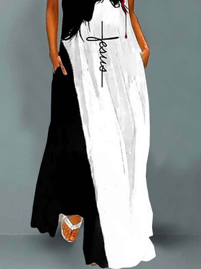 Casual Jersey Abstract Loose Dress