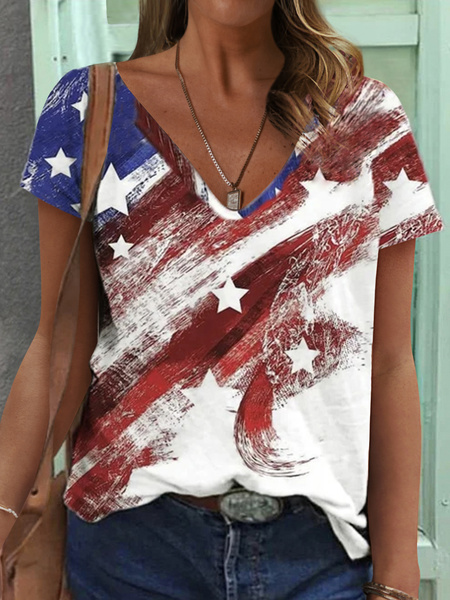 Plus Size V Neck Loose Casual T-Shirt
