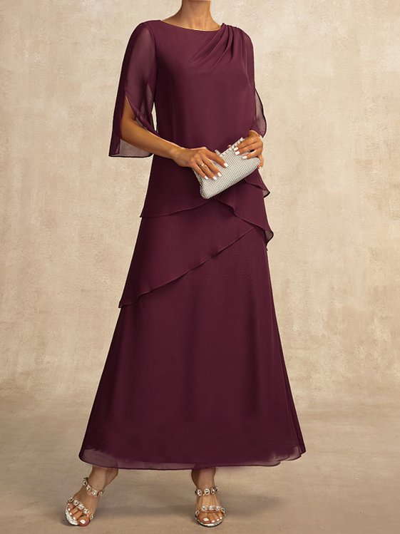 Crew Neck Plain Loose Casual Dress