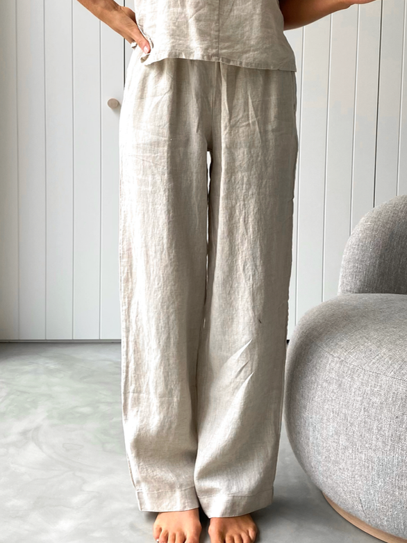 Casual Cotton And Linen Two-Piece Set