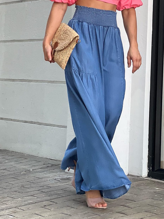 Plain Loose Urban Long Jeans Wide leg pants