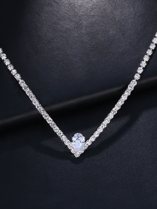Elegant Full Diamond Pendant Necklace Wedding Party Festival Jewelry
