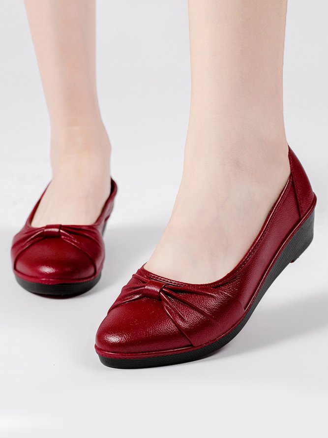 Comfortable Soft Sole Bowknot Pointed Toe Wedge Shoes