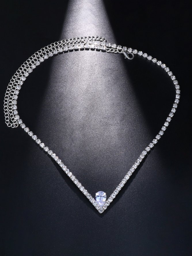 Elegant Full Diamond Pendant Necklace Wedding Party Festival Jewelry