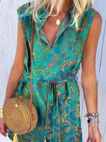 Casual Loose Sash Ethnic Dress