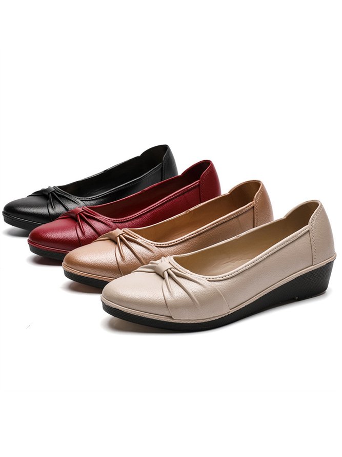 Comfortable Soft Sole Bowknot Pointed Toe Wedge Shoes