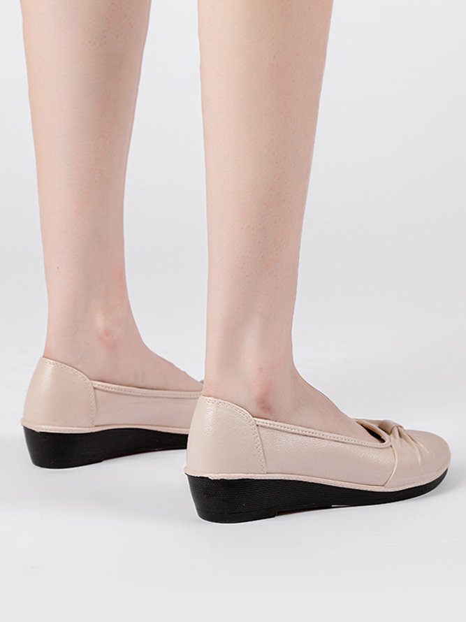 Comfortable Soft Sole Bowknot Pointed Toe Wedge Shoes