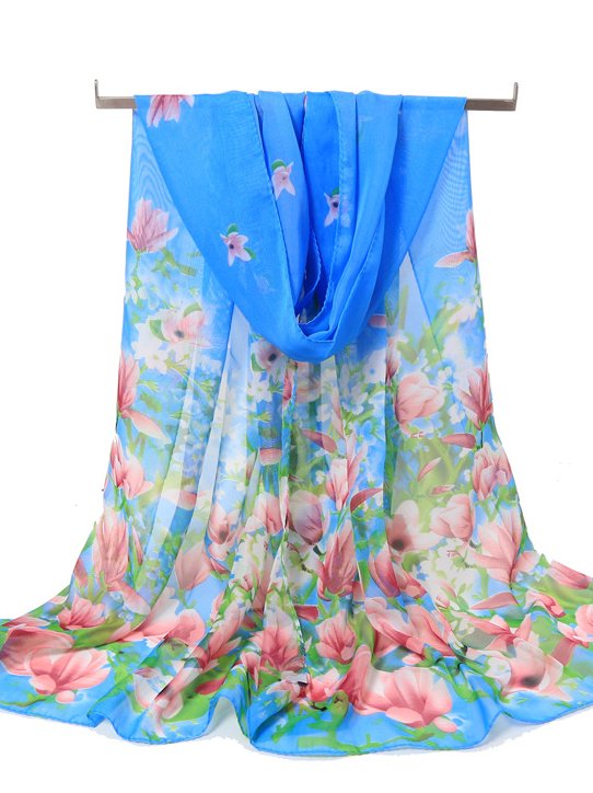 Silk Floral Scarf Boho Vacation Everyday Accessories