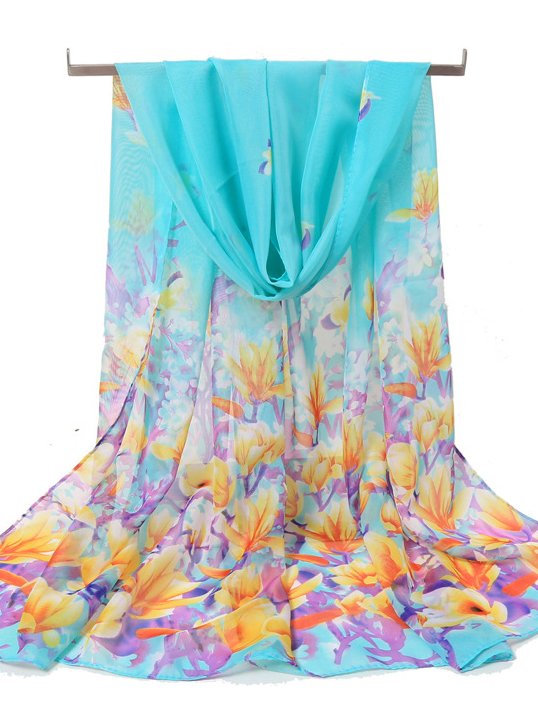 Silk Floral Scarf Boho Vacation Everyday Accessories