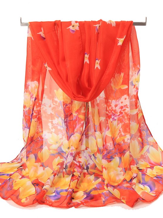 Silk Floral Scarf Boho Vacation Everyday Accessories