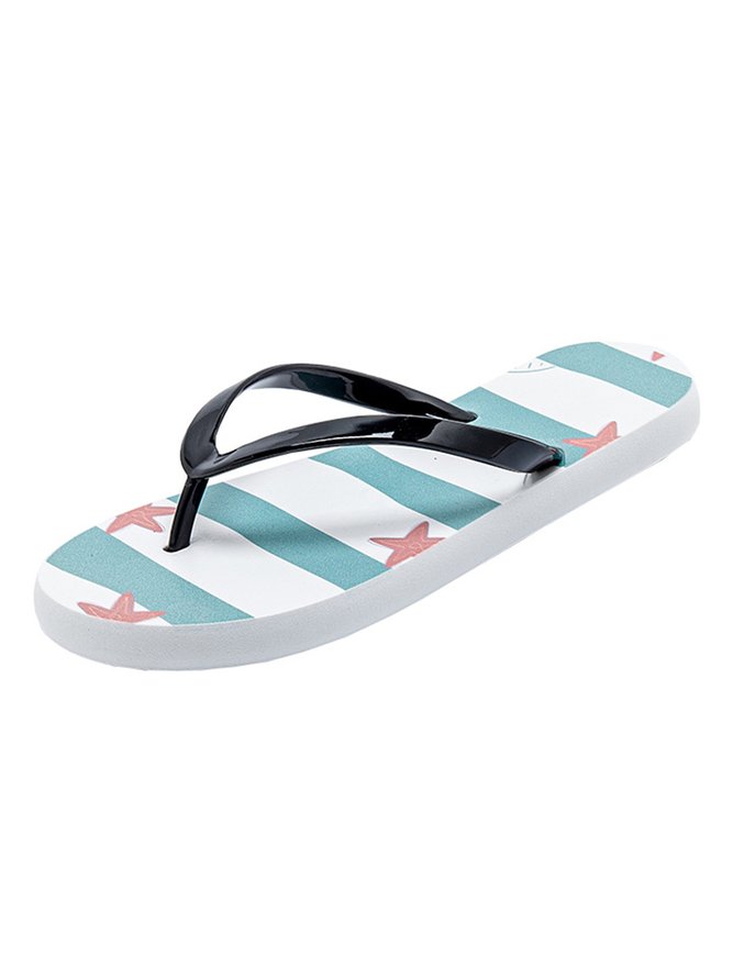 Star Pattern Striped Beach Flip-Flops