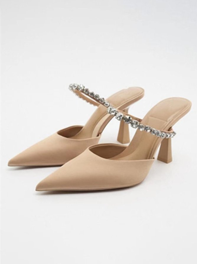 Party Gorgeous Rhinestone Pointed Toe High Heel Mules